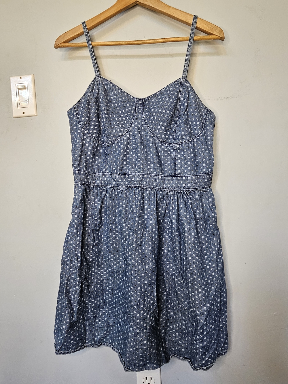 Mossimo Y2K Supply Co Denim Daisy Print Sundress Summer Spaghetti Strap Large
